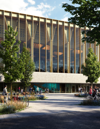 Inngangen til Tøyenbadet, illustrert av Asplan Viak.