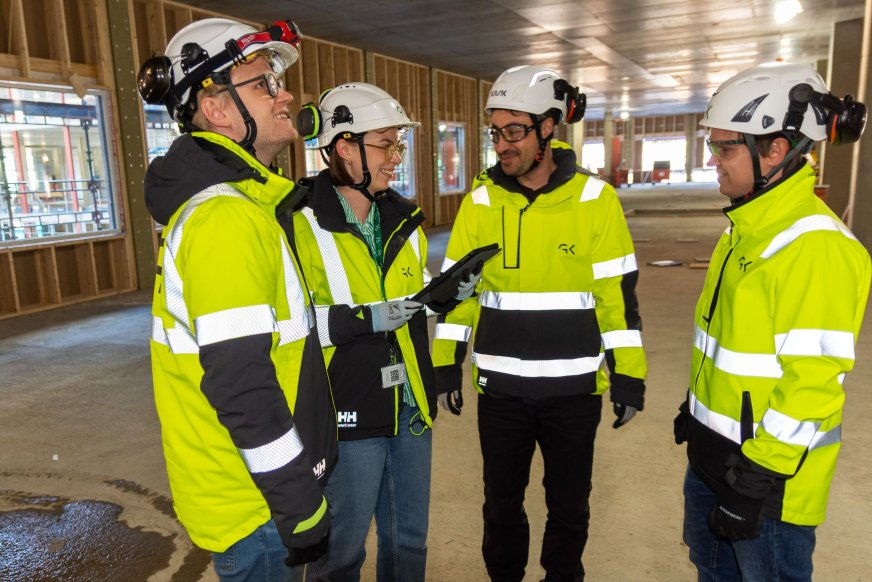 Vernerunde på nye Drammen sykehus. Fra venstre: Kyrre Brandt-Madsen, Mari Lien Bogar, Bledjan Alla og Ole Morten Kerek