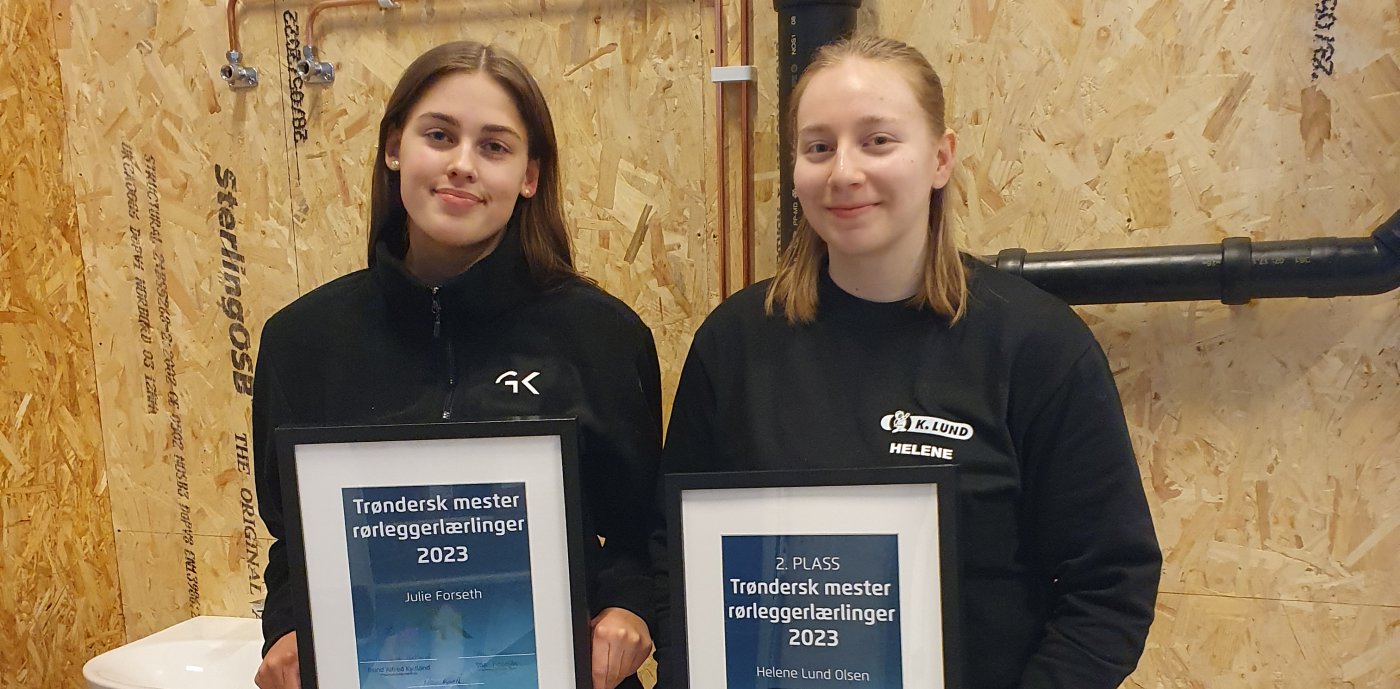 Julie Forseth stakk av med seieren og Helene Lund Olsen kom på andre plass under Trøndersk mesterskap for rørleggerlærlinger. Foto: GK Gruppen AS.